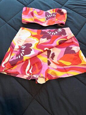 Express Retro 70s Floral Two-Piece Coordinating Skort Set
